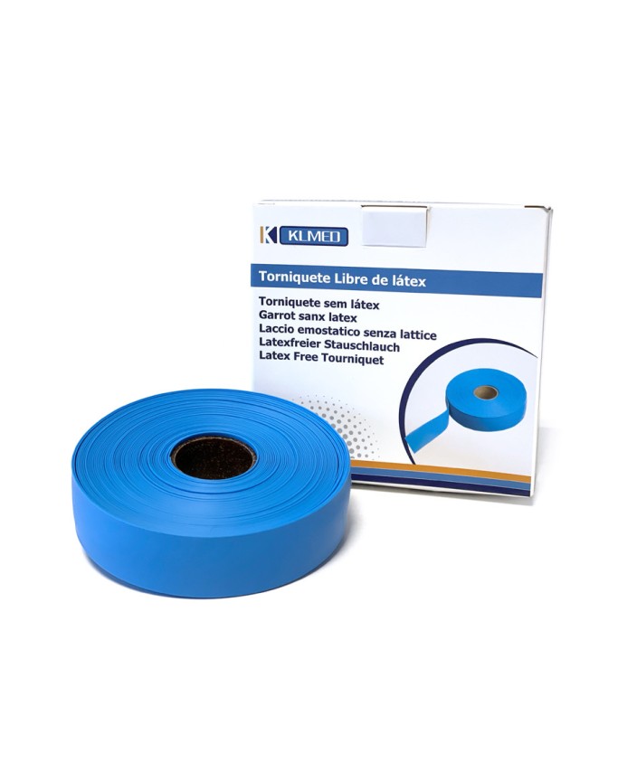 Torniquete libre de látex azul de 2,5 x 45 cm (25 uds)