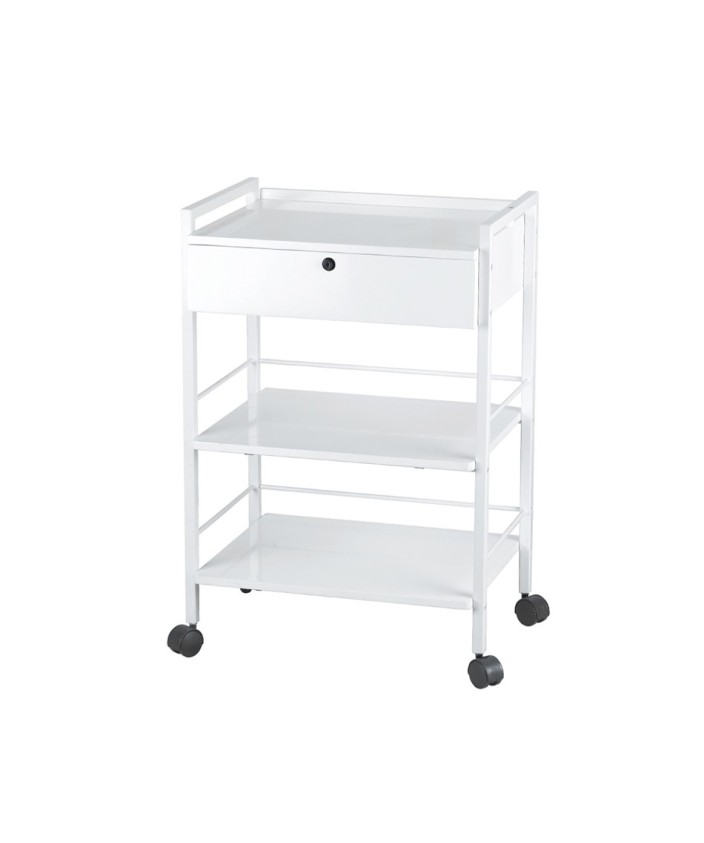 Carrito metálico con cajón Blanco