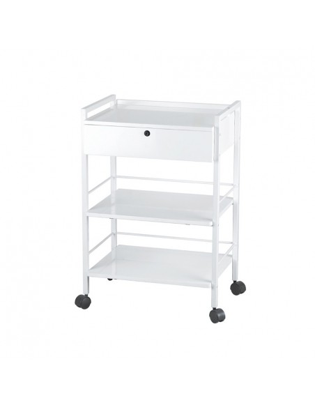 Carrito metálico con cajón Blanco