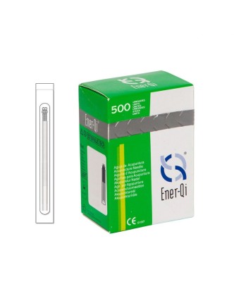 Aguja Acupuntura ENER-QI Acero Mango plata con Guía + Cabeza (500 uds.)