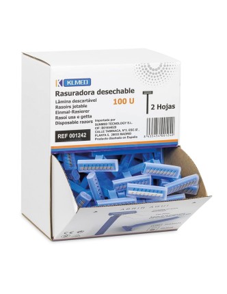 Rasuradora desechable no estéril 2 hojas 100 uds Azul