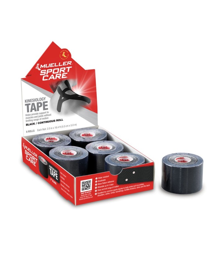 Vendaje neuromuscular adhesivo Kinesiotape Mueller Negro 6 uds.