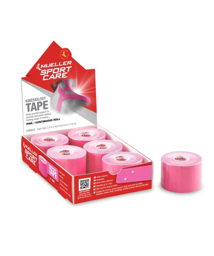 Vendaje neuromuscular adhesivo Kinesiotape Mueller Rosa 6 uds.