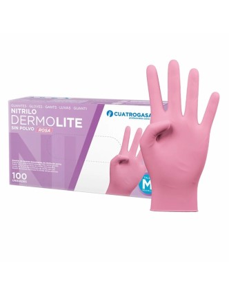 GUANTES DERMOLITE Nitrilo ROSA sin polvo (caja 100 u.)