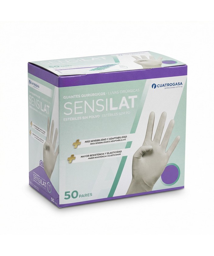Guante quirúrgico Estétil Látex (50 pares) SENSILAT