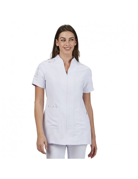 Casaca Mujer cuello chimenea Dunia Cremallera Blanco
