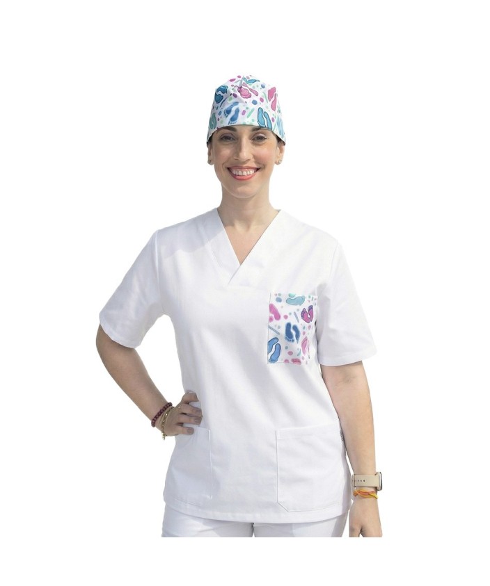 Casaca Unisex Blanco con Bolsillo Pies