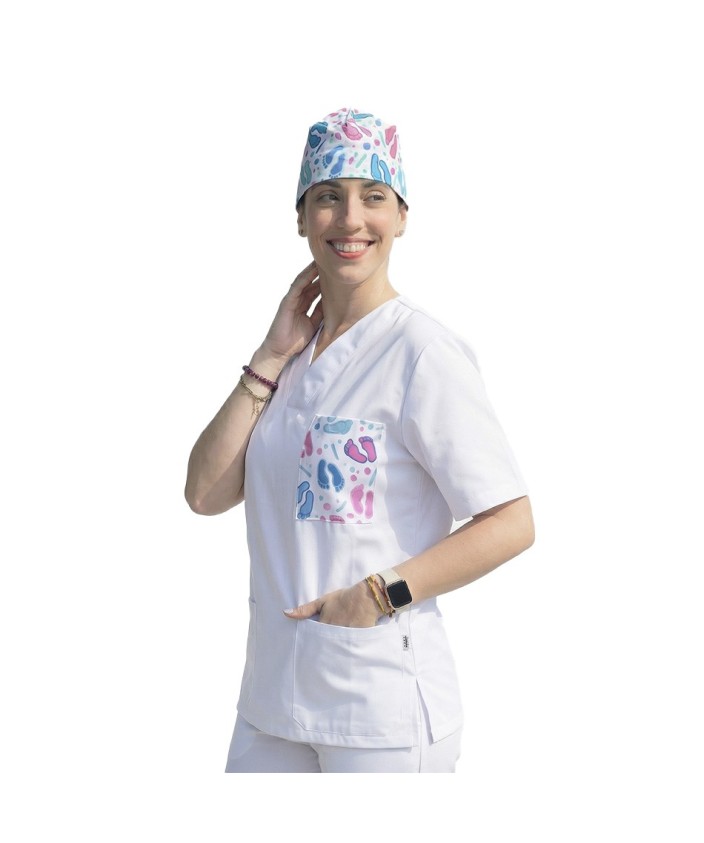 Casaca Unisex Blanco con Bolsillo Pies