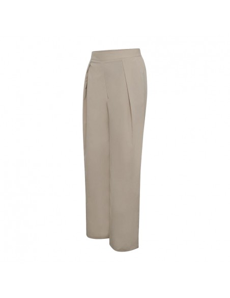 Pantalón Mujer Recto con pinzas Color Arena