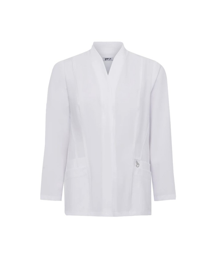 Blusa Mujer Manga Larga con botó oculto Blanco