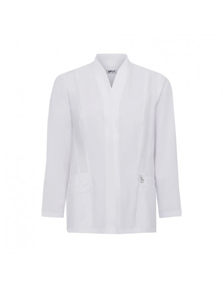 Blusa Mujer Manga Larga con botó oculto Blanco